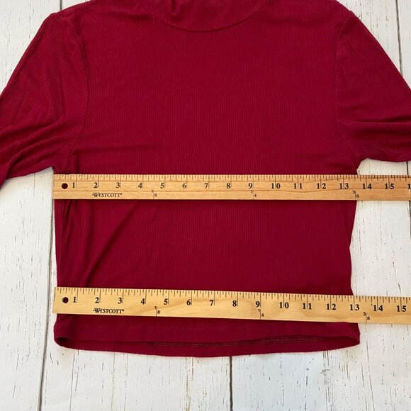 Cotton On Deep Red Ribbed Mock Neck Short Sleeve Crop Top - Picture 6 of 9